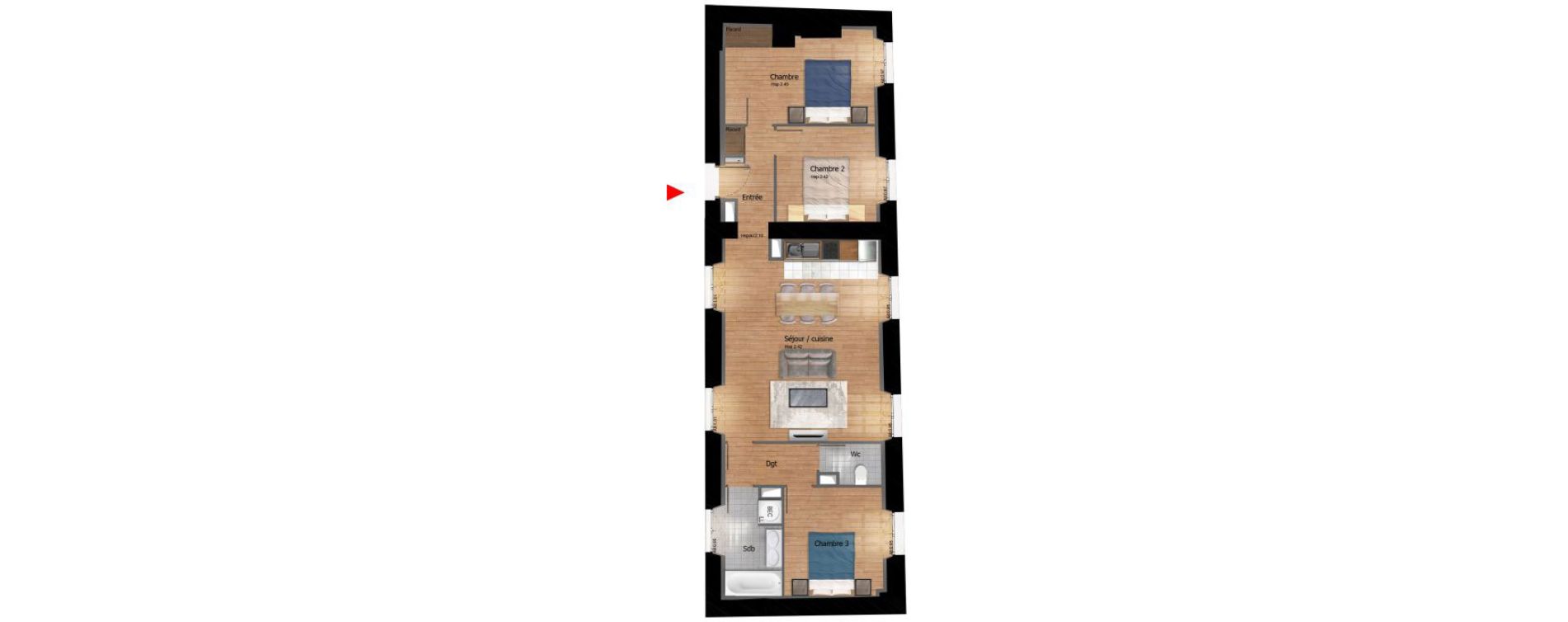 Appartement T4 de 84,40 m2 &agrave; Compi&egrave;gne Centre ville - petit margny
