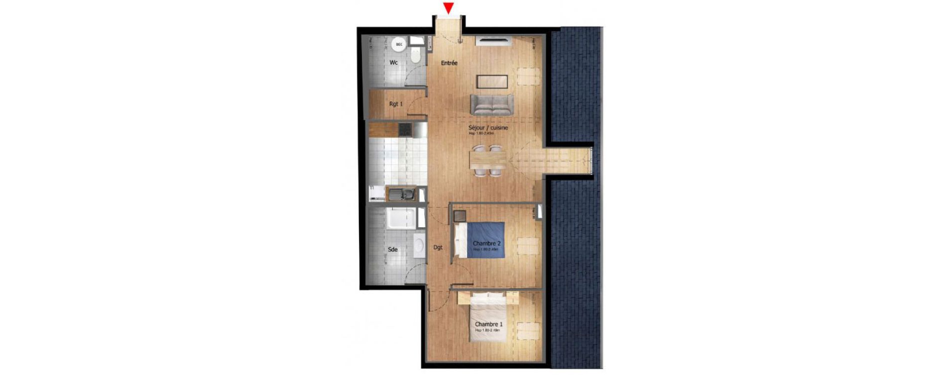 Appartement T3 de 74,60 m2 &agrave; Compi&egrave;gne Centre ville - petit margny