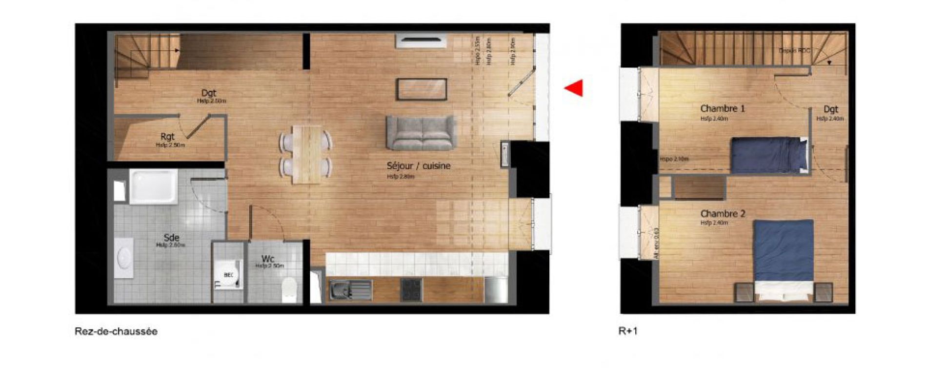 Duplex T3 de 82,40 m2 &agrave; Compi&egrave;gne Centre ville - petit margny