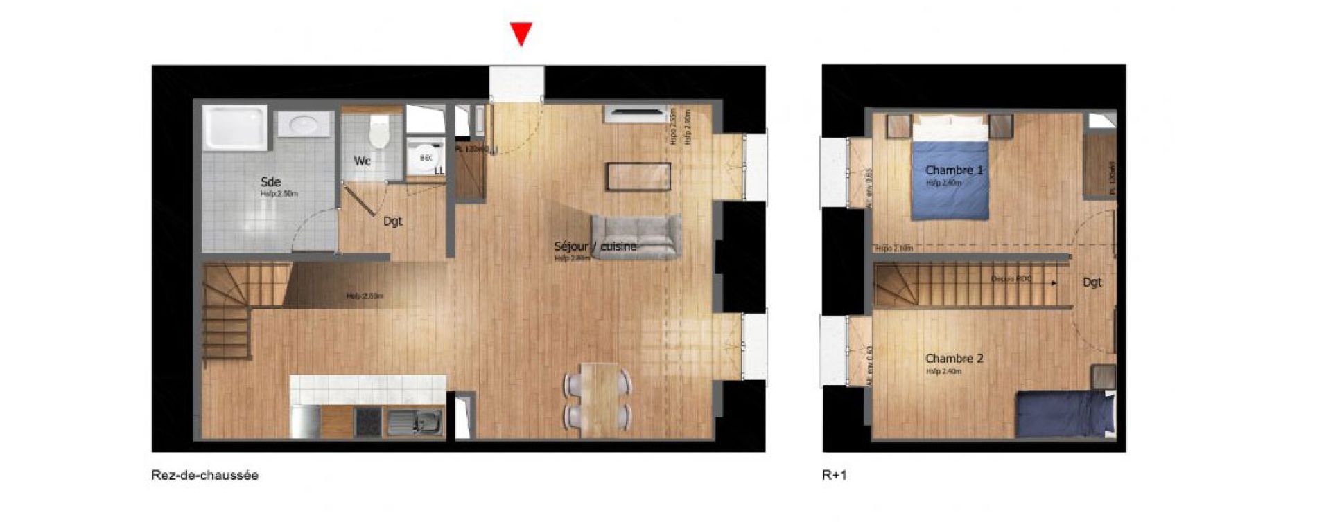 Duplex T3 de 79,60 m2 &agrave; Compi&egrave;gne Centre ville - petit margny