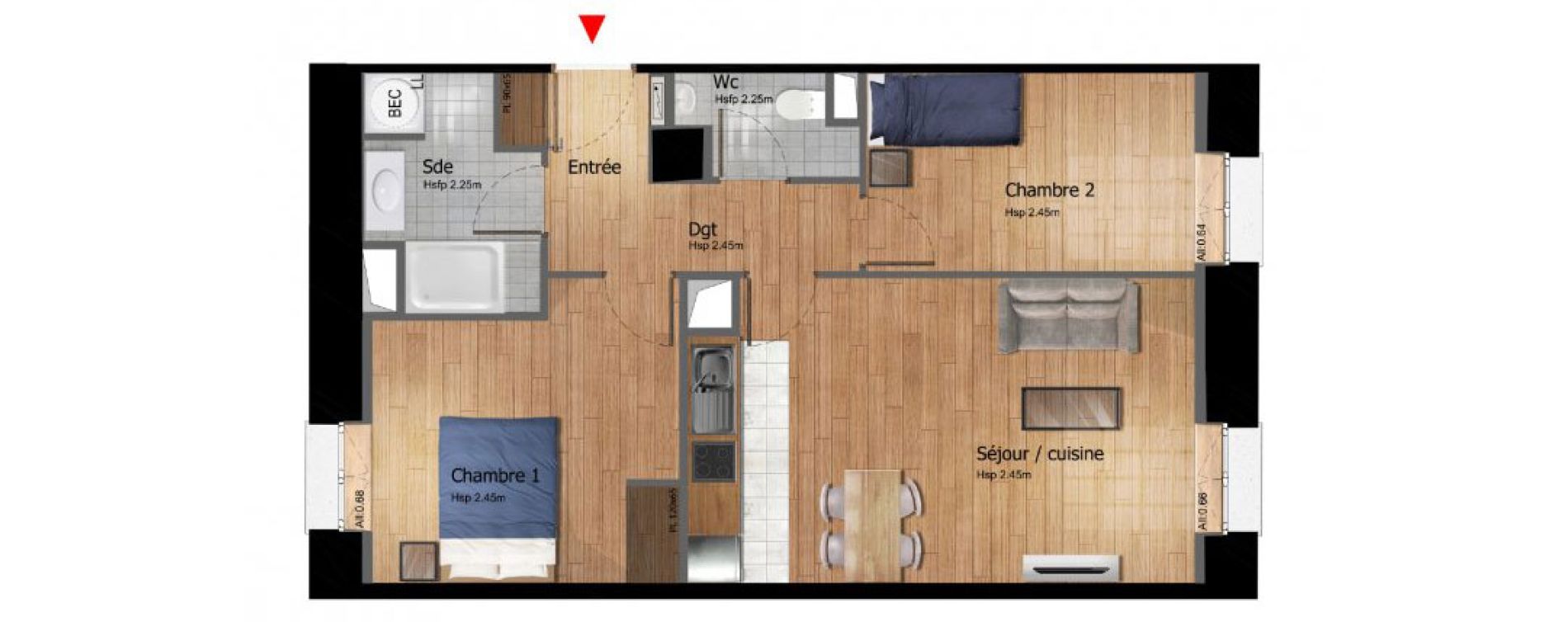 Appartement T3 de 60,40 m2 &agrave; Compi&egrave;gne Centre ville - petit margny