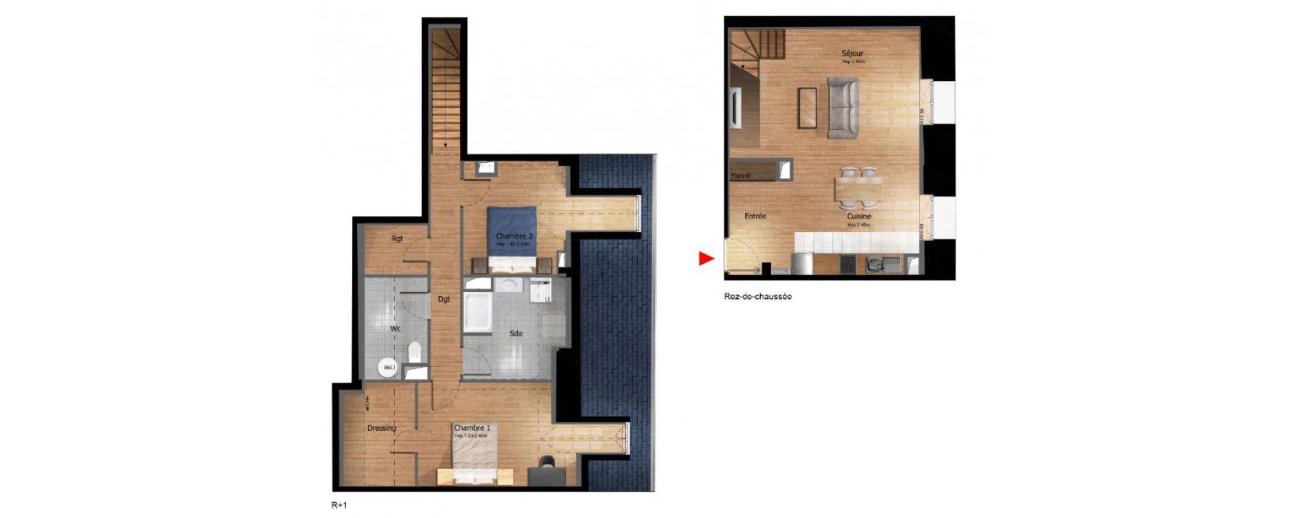Duplex T3 de 94,90 m2 &agrave; Compi&egrave;gne Centre ville - petit margny