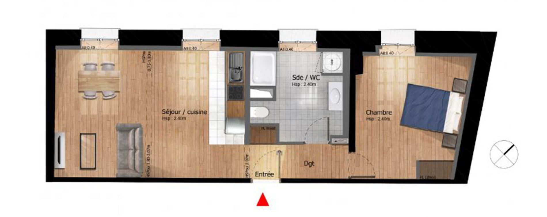 Appartement T2 de 57,10 m2 &agrave; Compi&egrave;gne Centre ville - petit margny