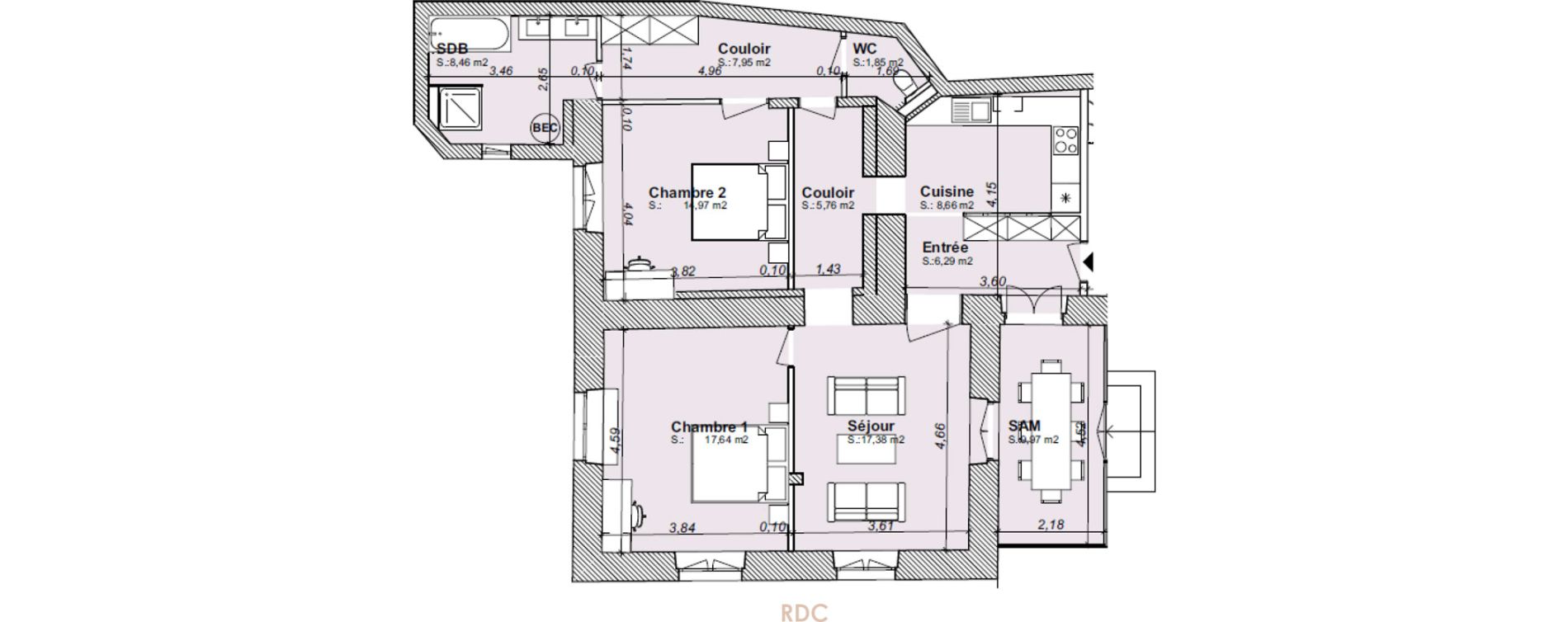 Appartement T3 de 90,81 m2 &agrave; Compi&egrave;gne Saint-lazare - veneurs