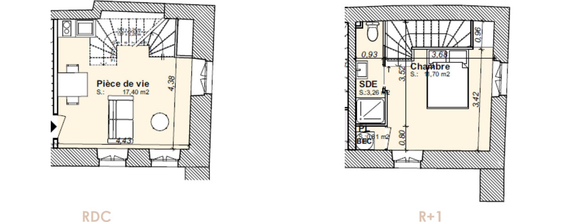 Appartement T2 de 31,86 m2 &agrave; Compi&egrave;gne Saint-lazare - veneurs