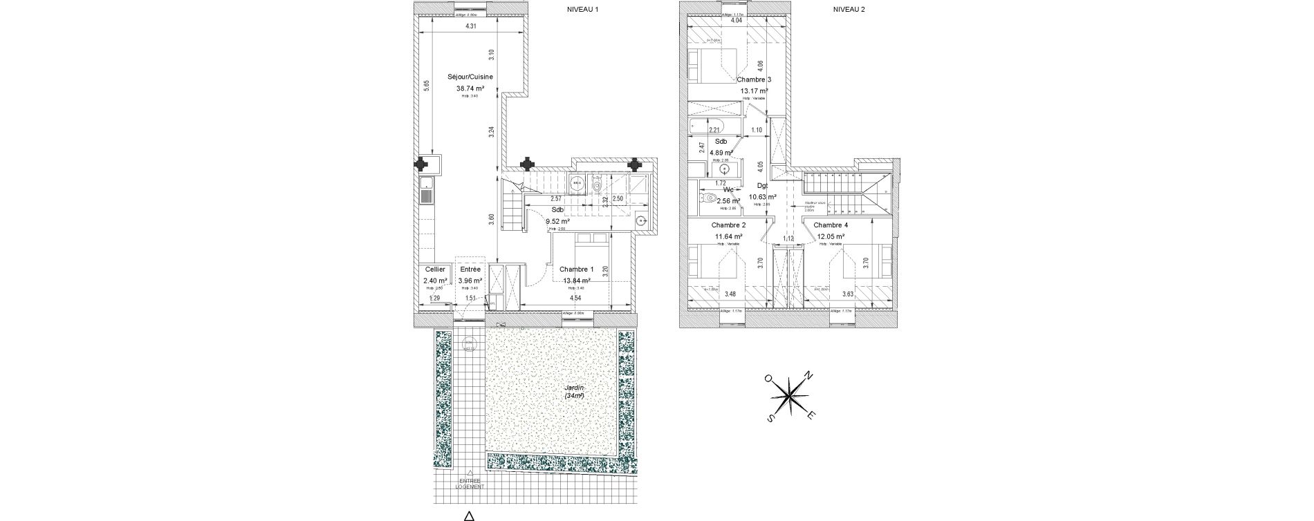 Duplex T5 de 123,40 m2 &agrave; Compi&egrave;gne Centre