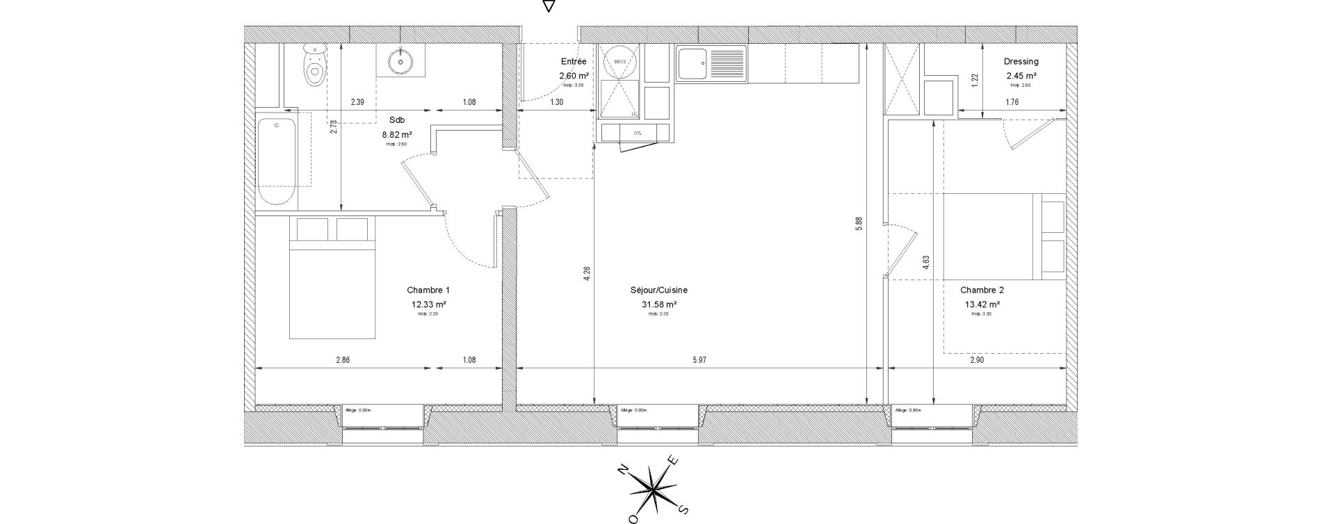 Appartement T3 de 72,62 m2 &agrave; Compi&egrave;gne Centre