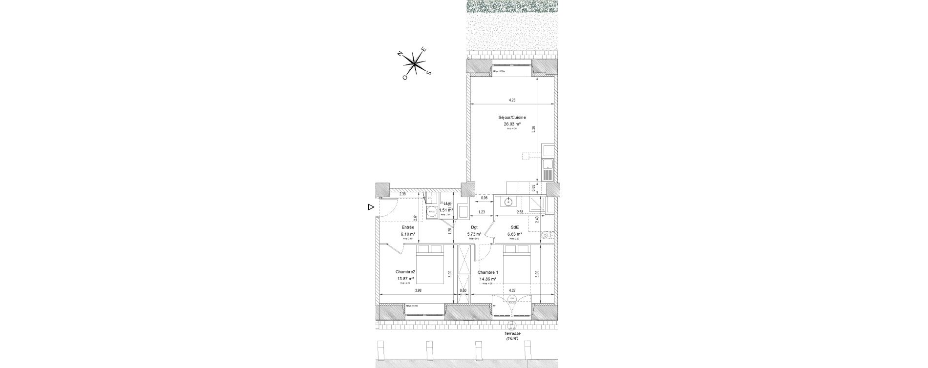 Appartement T3 de 74,93 m2 &agrave; Compi&egrave;gne Centre