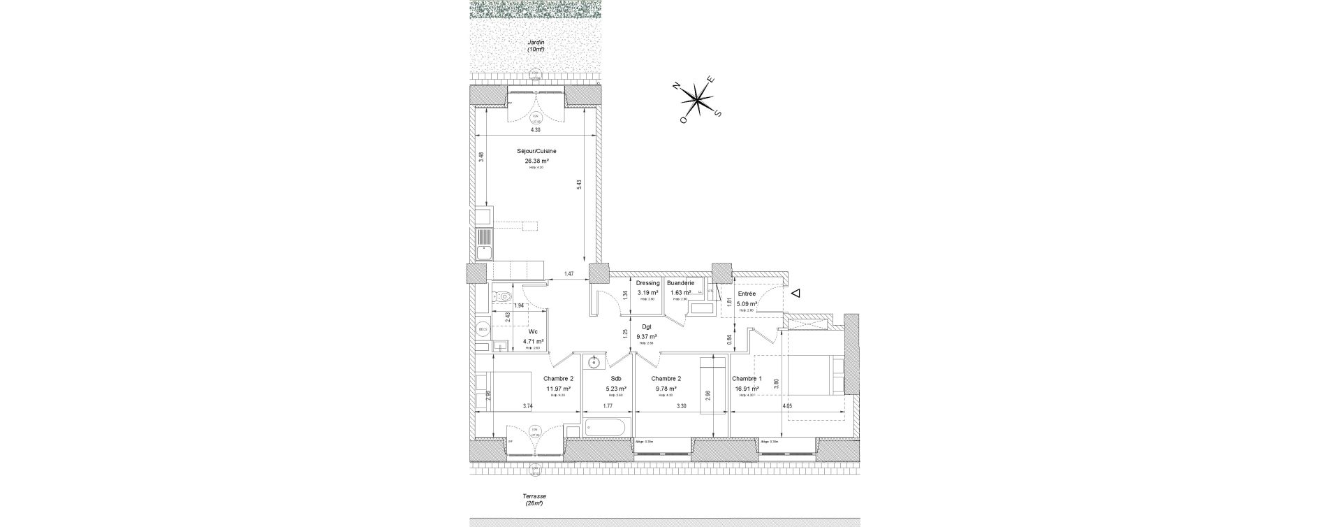 Appartement T4 de 94,26 m2 &agrave; Compi&egrave;gne Centre