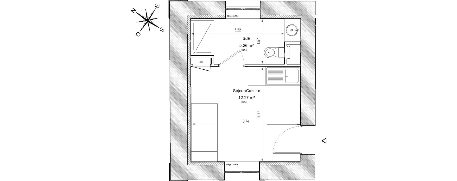Appartement T1 de 17,53 m2 &agrave; Compi&egrave;gne Centre