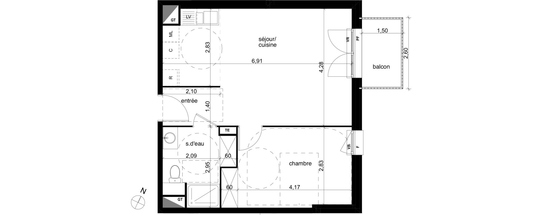 Appartement T2 de 48,45 m2 &agrave; Compi&egrave;gne Centre