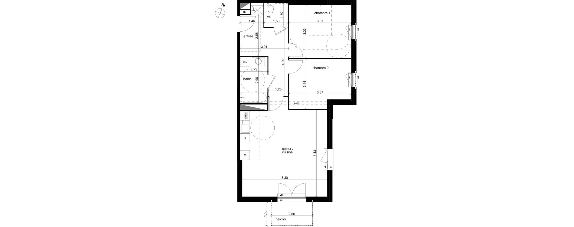 Appartement T3 de 71,65 m2 &agrave; Compi&egrave;gne Centre