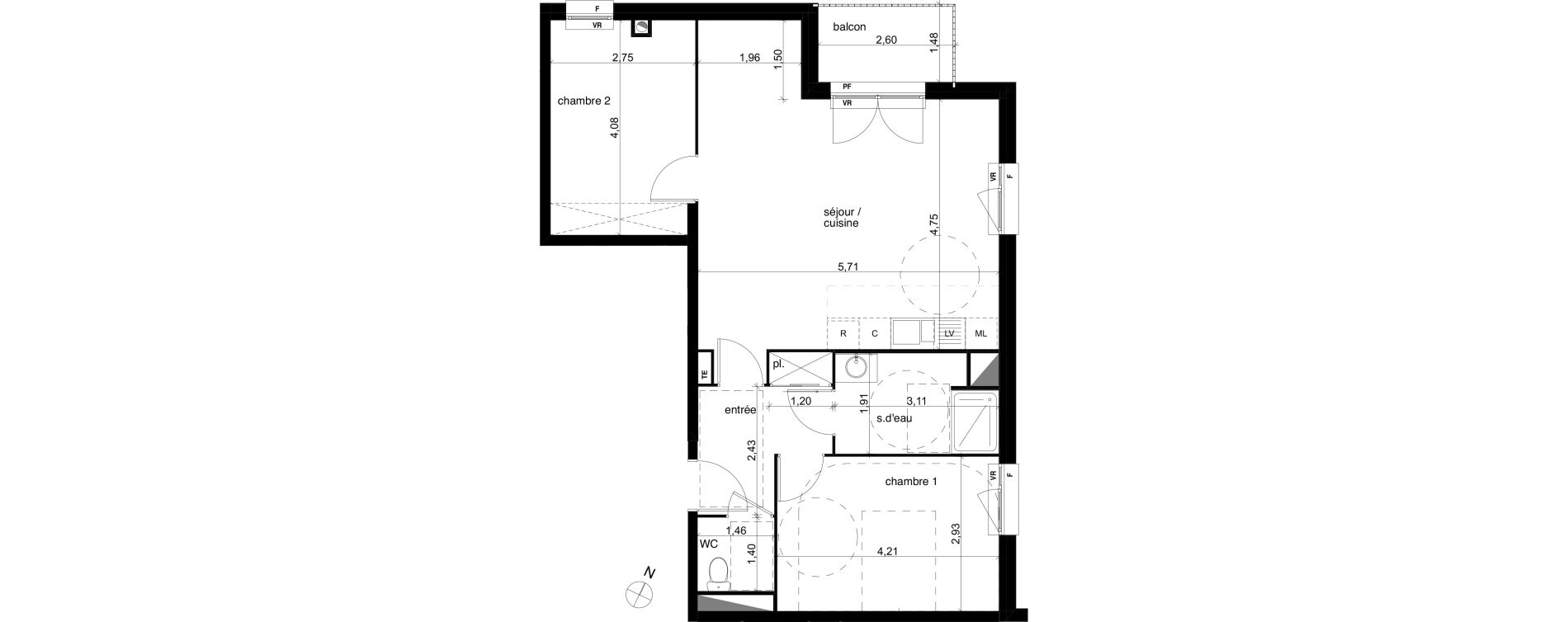 Appartement T3 de 67,24 m2 &agrave; Compi&egrave;gne Centre