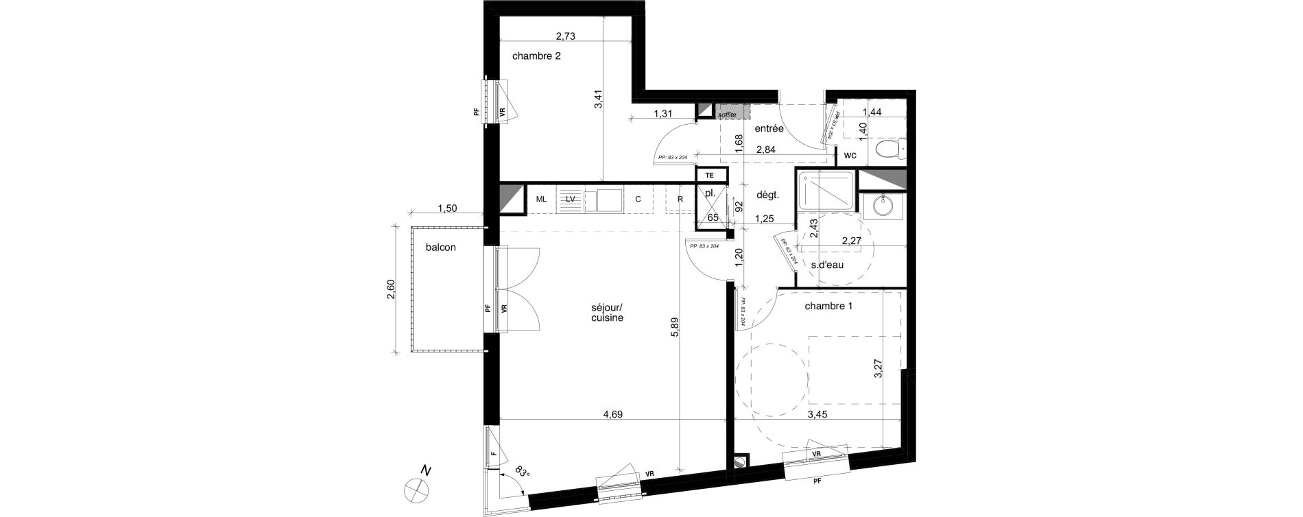 Appartement T3 de 65,74 m2 &agrave; Compi&egrave;gne Centre
