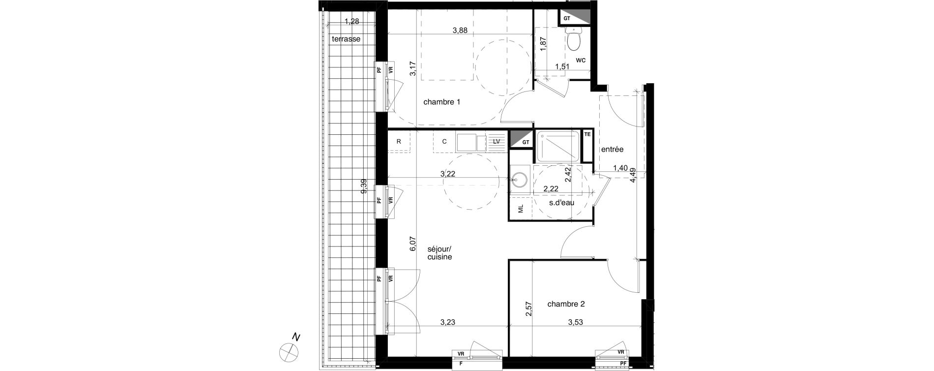 Appartement T3 de 58,74 m2 &agrave; Compi&egrave;gne Centre