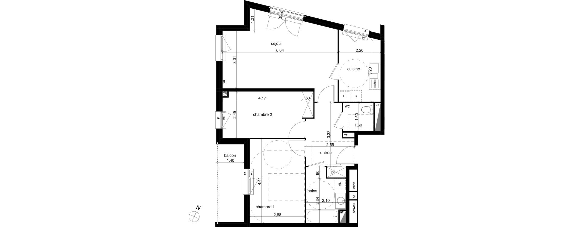 Appartement T3 de 68,67 m2 &agrave; Compi&egrave;gne Centre