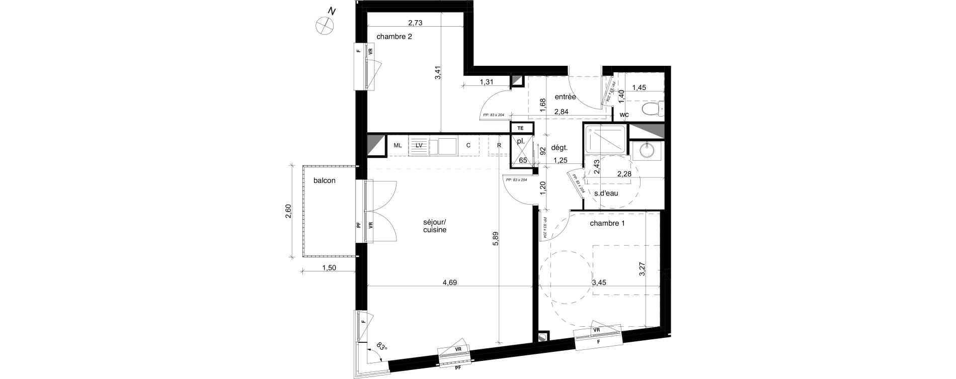 Appartement T3 de 65,74 m2 &agrave; Compi&egrave;gne Centre