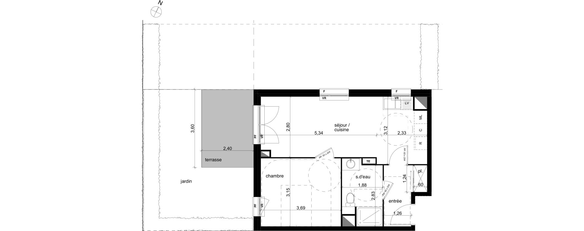 Appartement T2 de 42,88 m2 &agrave; Compi&egrave;gne Centre