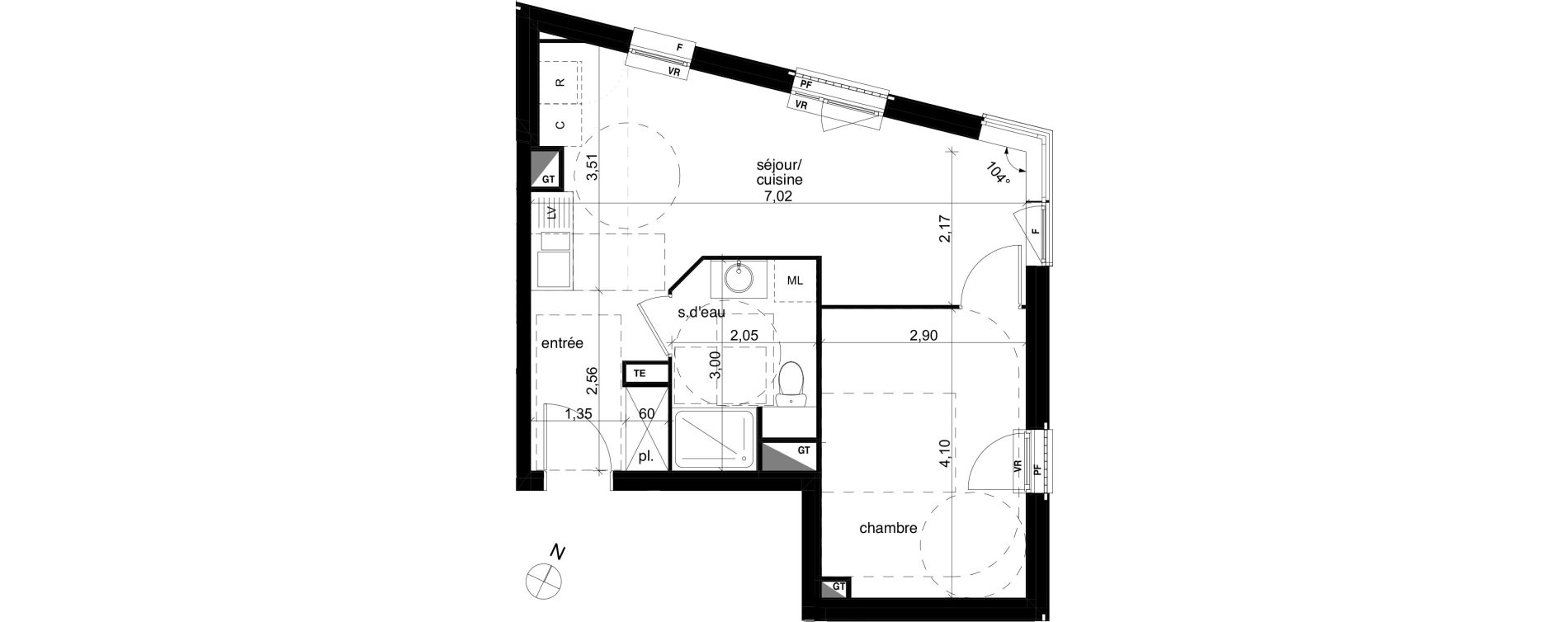 Appartement T2 de 41,14 m2 &agrave; Compi&egrave;gne Centre
