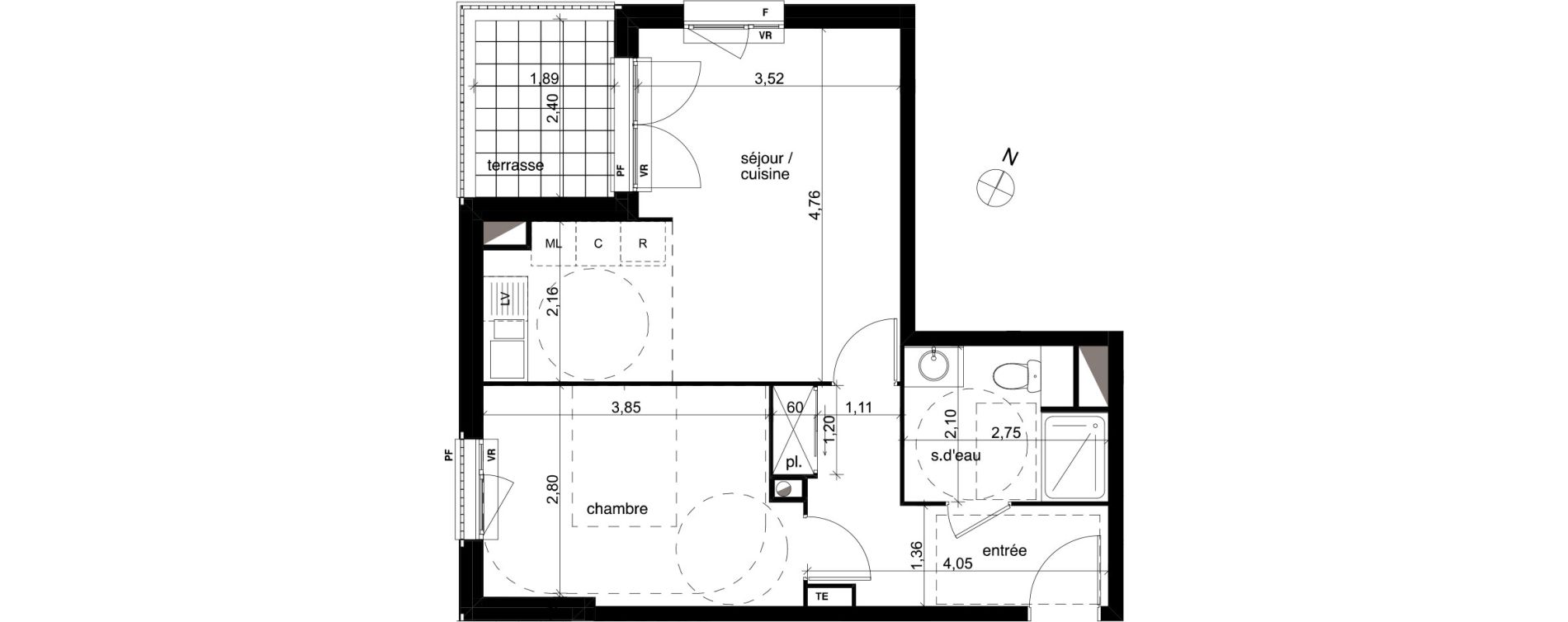 Appartement T2 de 46,07 m2 &agrave; Compi&egrave;gne Centre