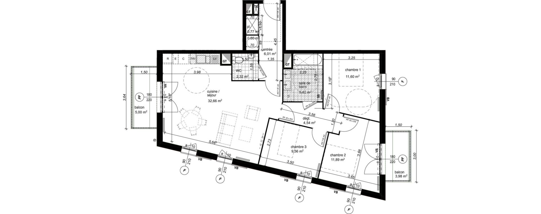 Appartement T4 de 85,78 m2 &agrave; Compi&egrave;gne Camp des sablons