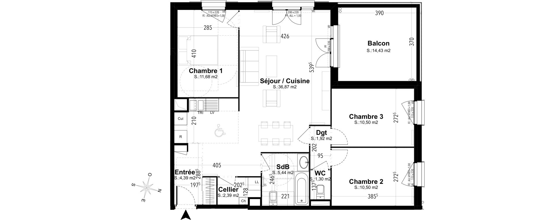 Appartement T4 de 84,99 m2 &agrave; Compi&egrave;gne Camp des sablons