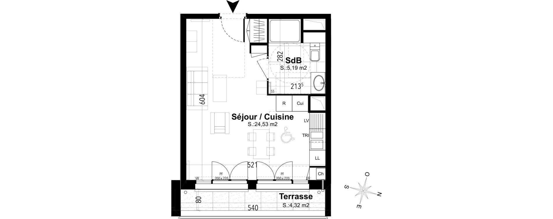 Appartement T1 de 29,72 m2 &agrave; Compi&egrave;gne Camp des sablons