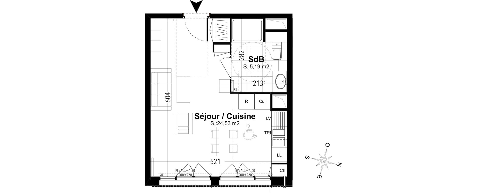 Appartement T1 de 29,72 m2 &agrave; Compi&egrave;gne Camp des sablons