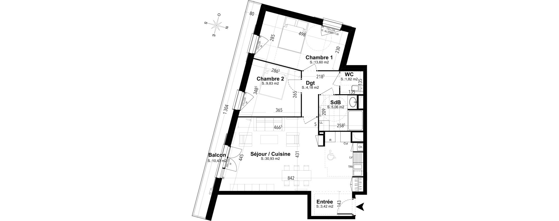 Appartement T3 de 68,84 m2 &agrave; Compi&egrave;gne Camp des sablons