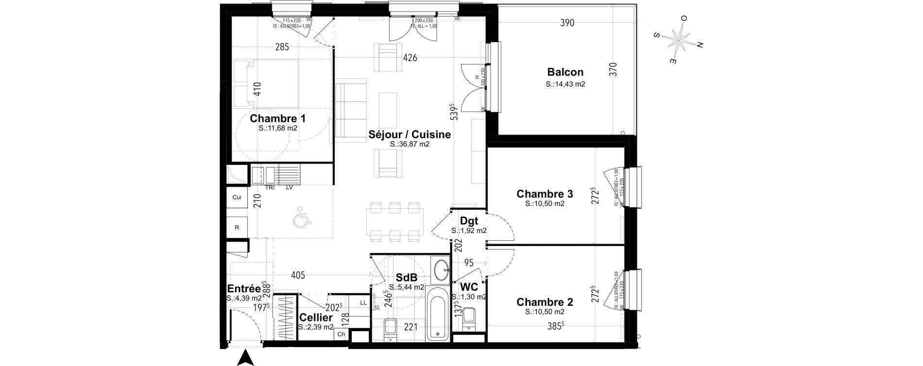Appartement T4 de 84,99 m2 &agrave; Compi&egrave;gne Camp des sablons