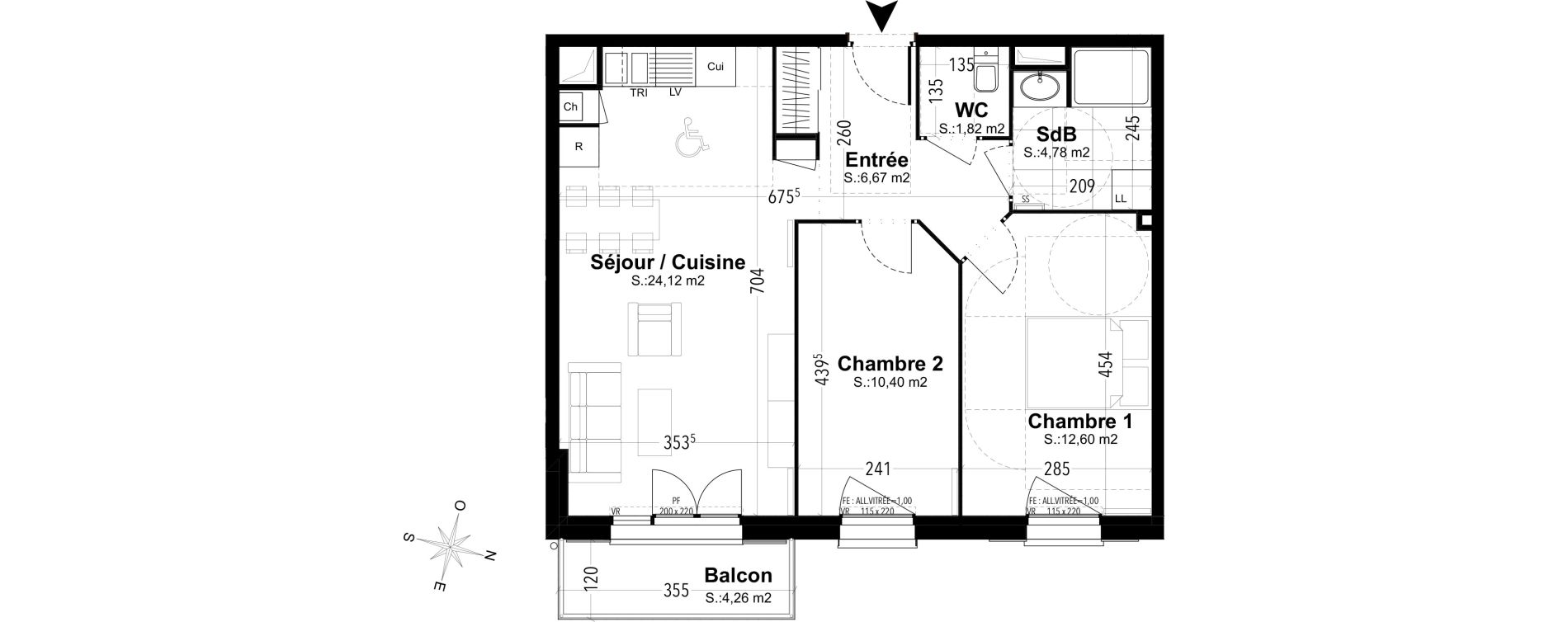 Appartement T3 de 60,39 m2 &agrave; Compi&egrave;gne Camp des sablons