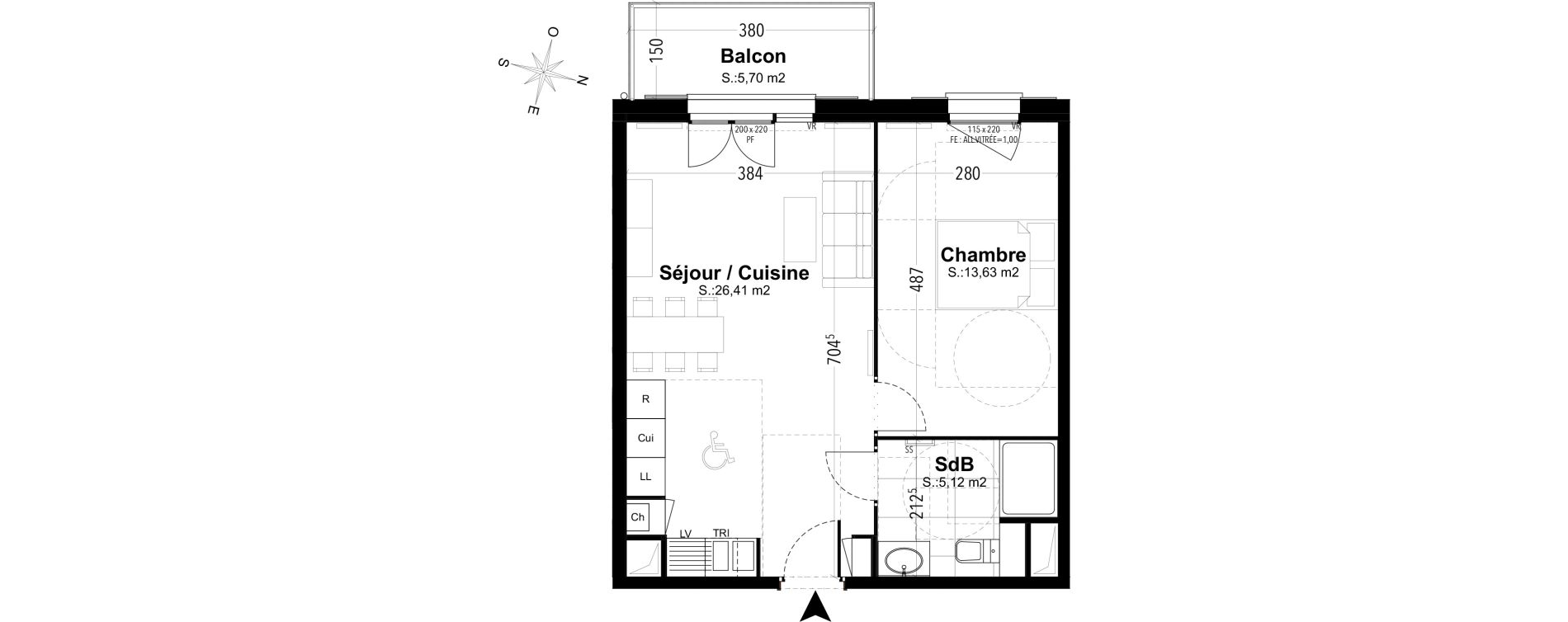 Appartement T2 de 45,16 m2 &agrave; Compi&egrave;gne Camp des sablons