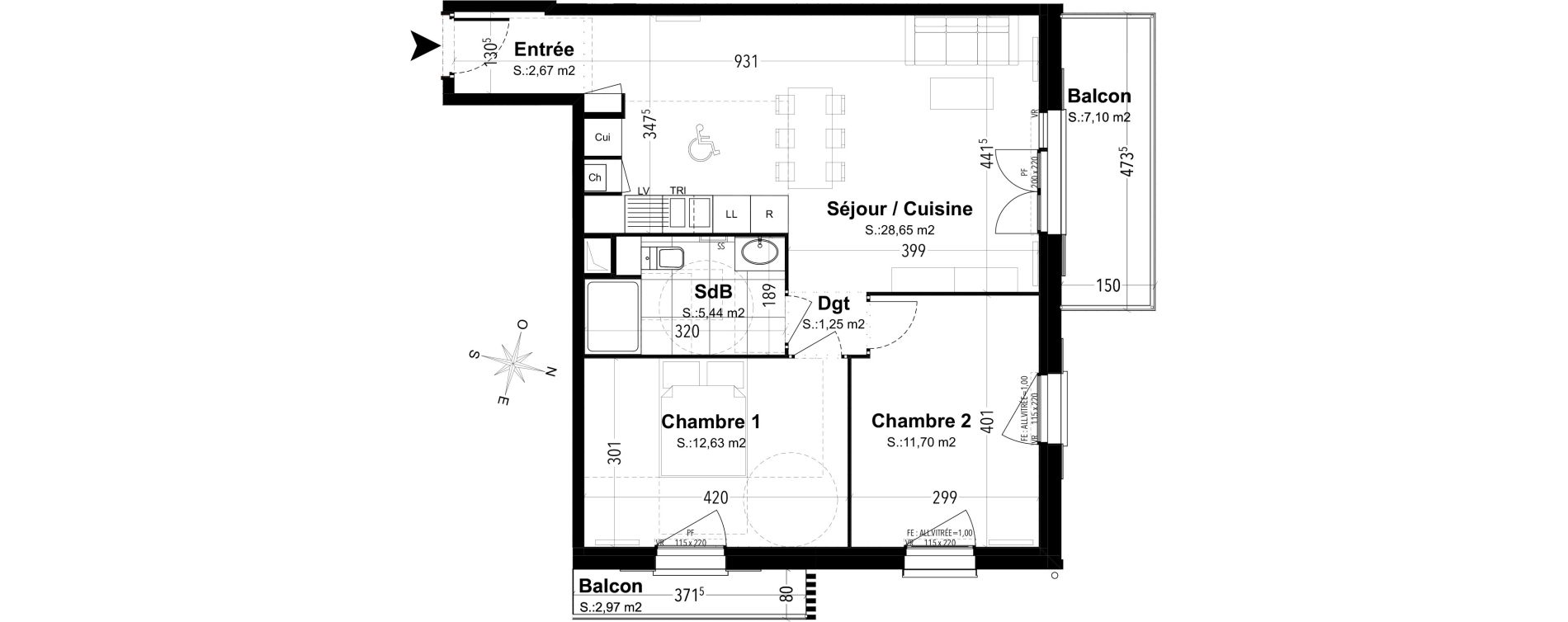 Appartement T3 de 62,34 m2 &agrave; Compi&egrave;gne Camp des sablons