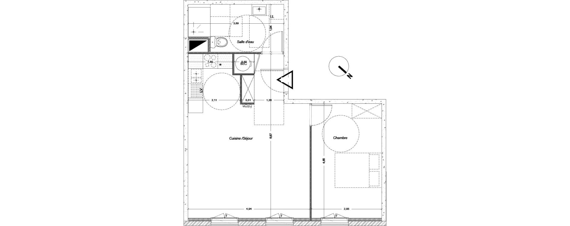 Appartement T2 de 50,50 m2 &agrave; Compi&egrave;gne Etat major