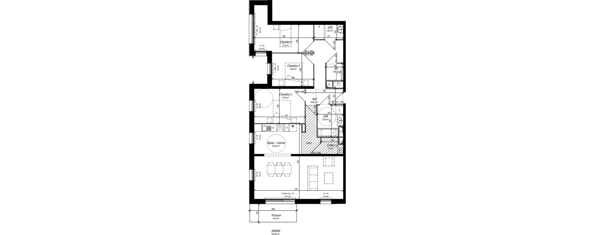 Appartement T4 de 96,04 m2 &agrave; Compi&egrave;gne Camp des sablons