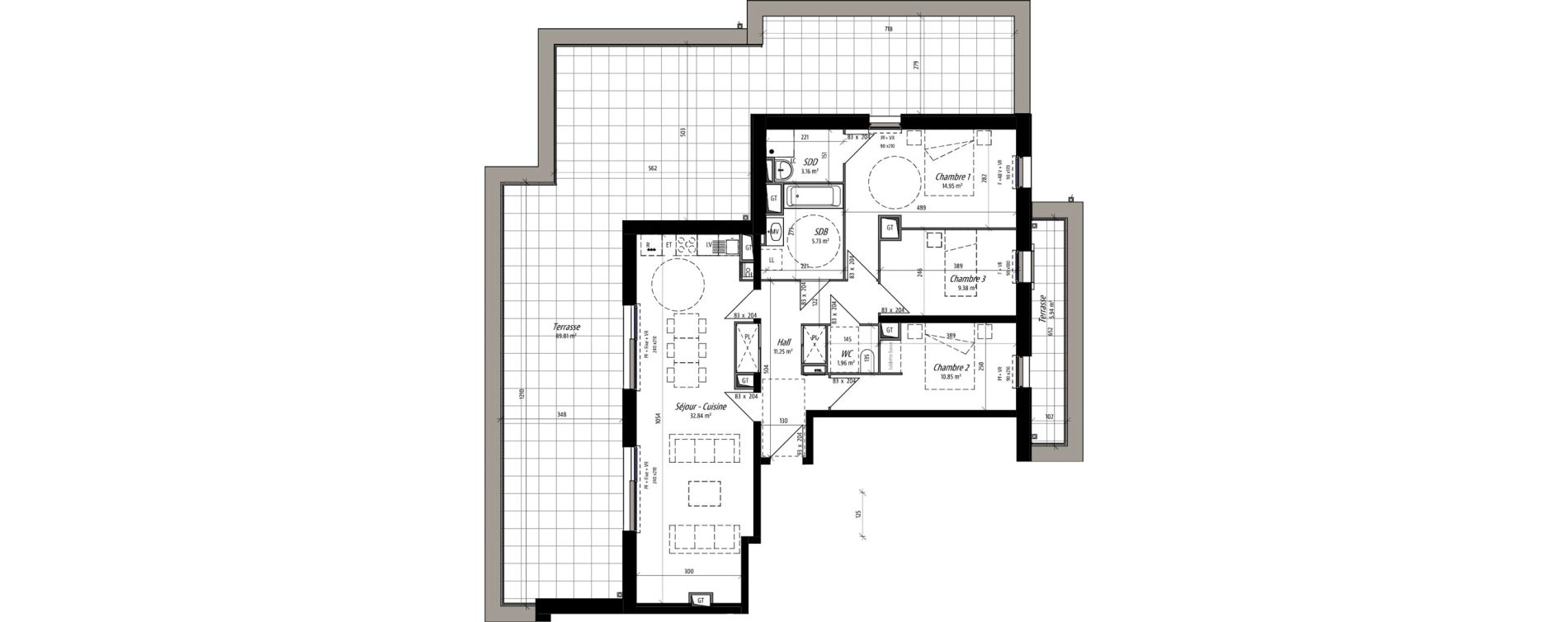 Appartement T4 de 90,12 m2 &agrave; Compi&egrave;gne Camp des sablons