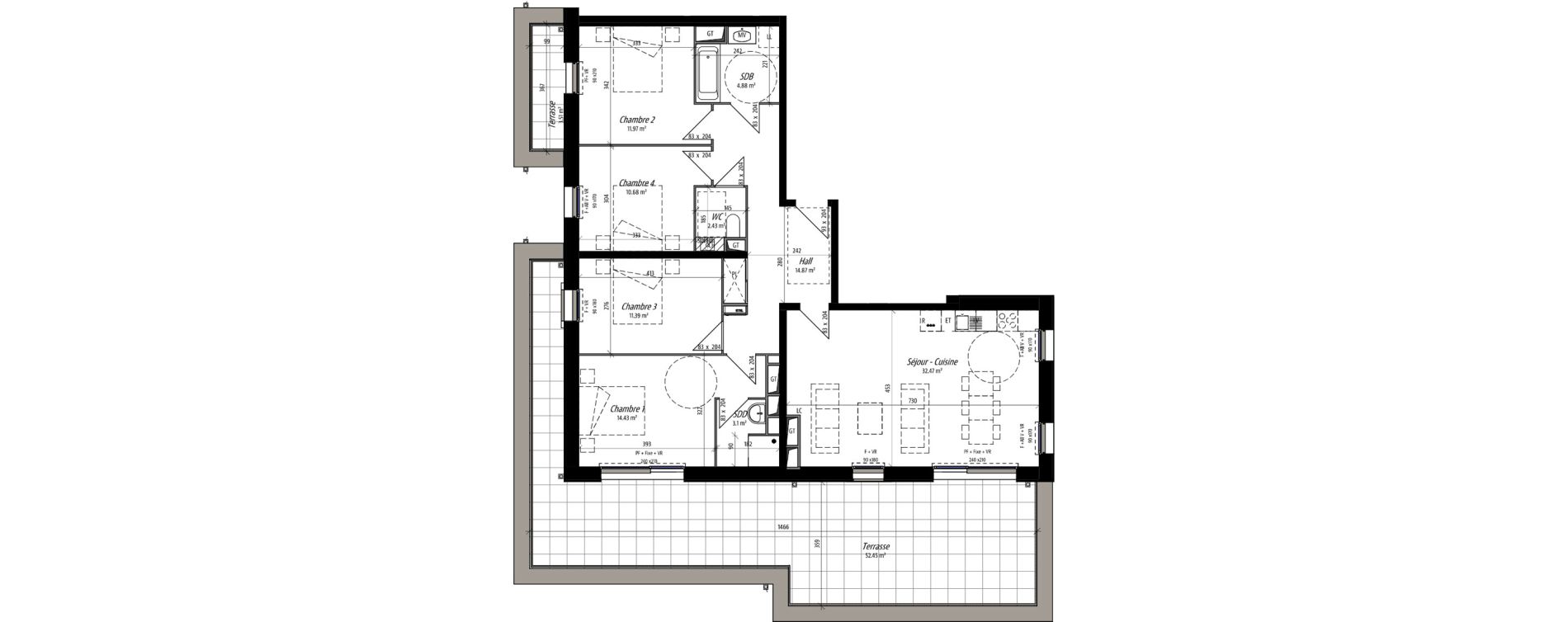 Appartement T5 de 106,22 m2 &agrave; Compi&egrave;gne Camp des sablons