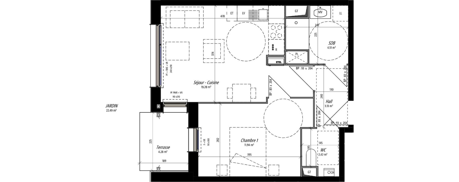 Appartement T2 de 41,27 m2 &agrave; Compi&egrave;gne Camp des sablons