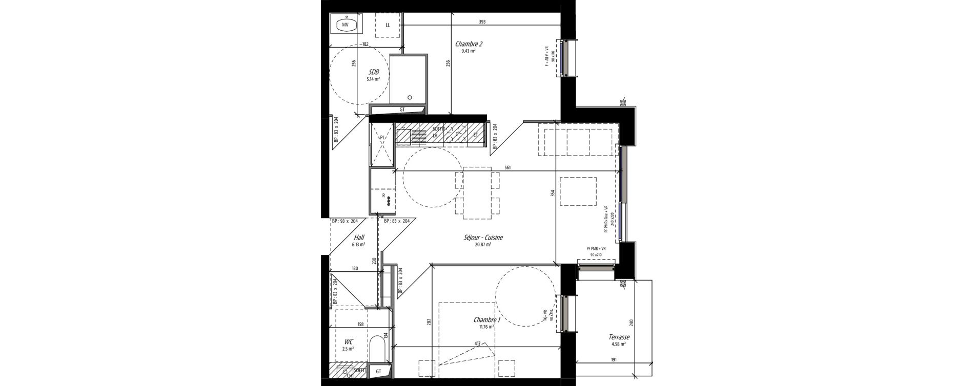 Appartement T3 de 55,82 m2 &agrave; Compi&egrave;gne Camp des sablons