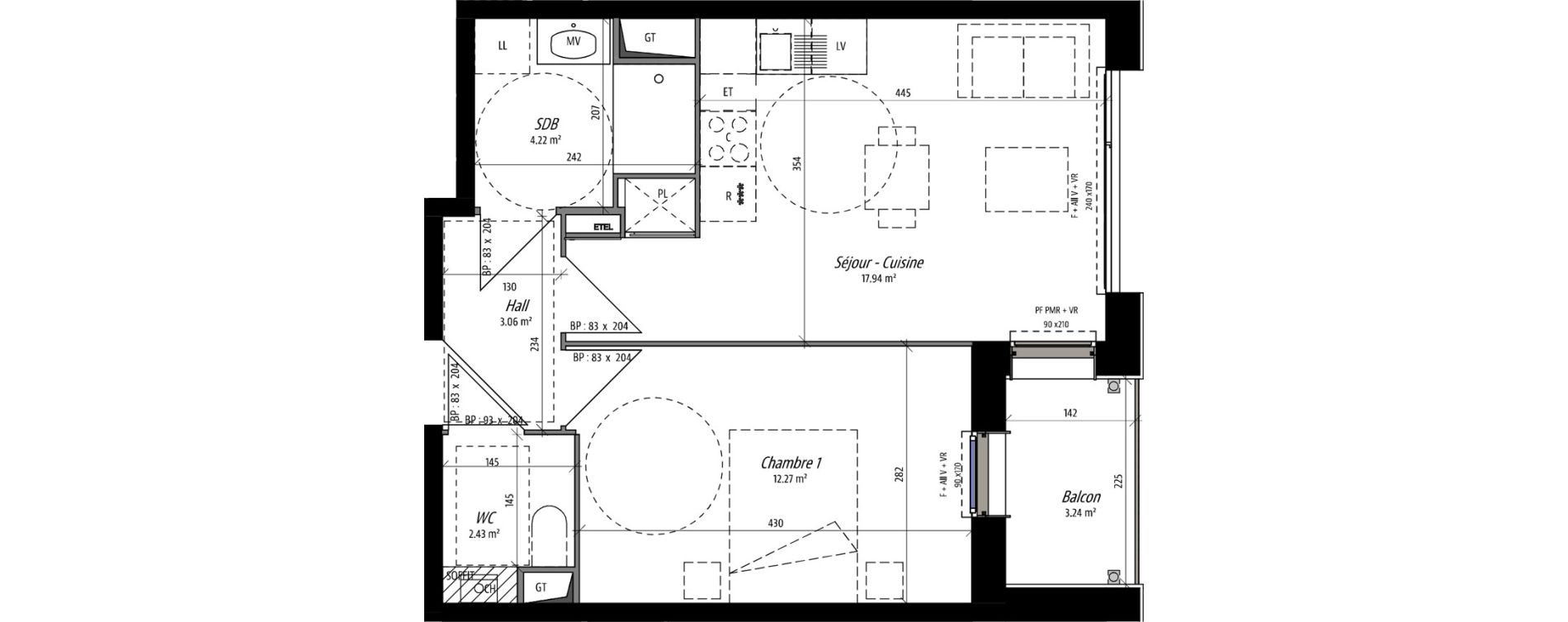 Appartement T2 de 39,92 m2 &agrave; Compi&egrave;gne Camp des sablons