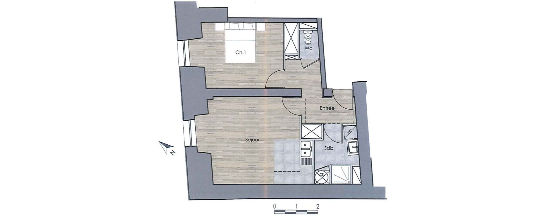 Appartement T2 de 44,79 m2 &agrave; Compi&egrave;gne Centre