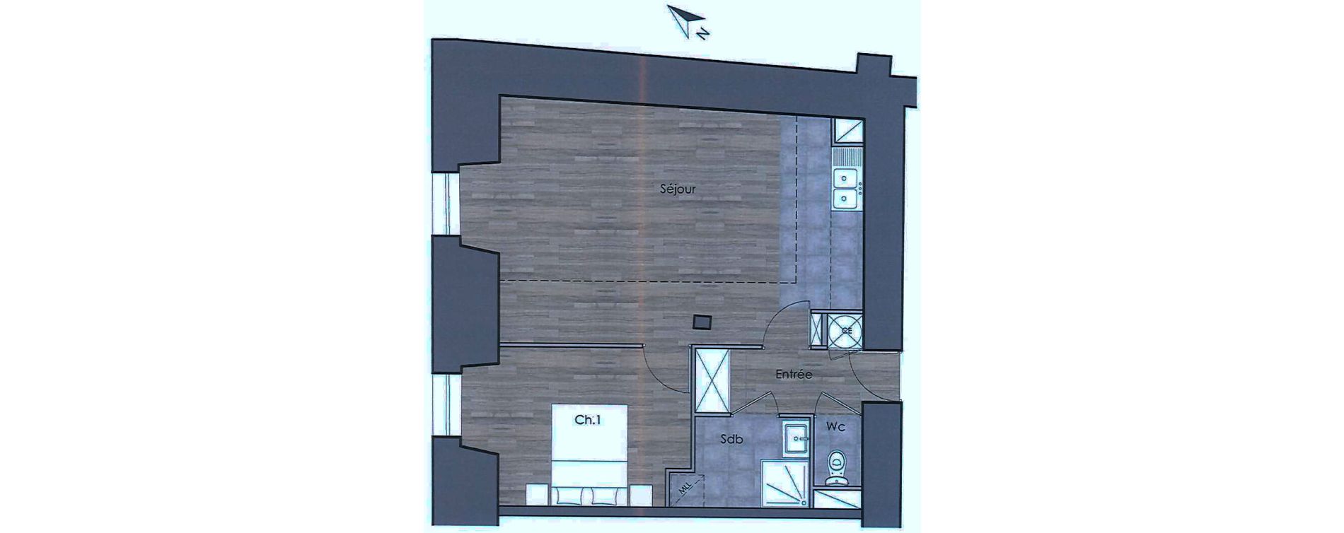 Appartement T2 de 49,71 m2 &agrave; Compi&egrave;gne Centre