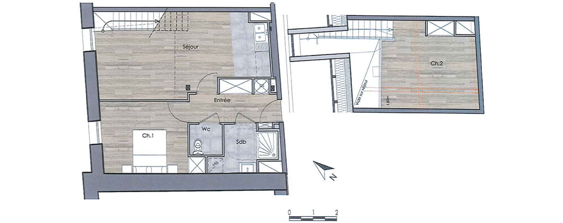 Duplex T3 de 59,46 m2 &agrave; Compi&egrave;gne Centre