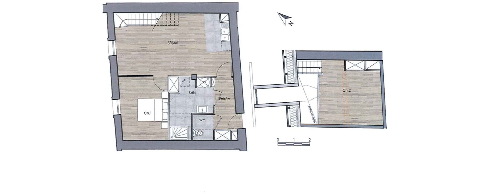 Duplex T3 de 67,30 m2 &agrave; Compi&egrave;gne Centre