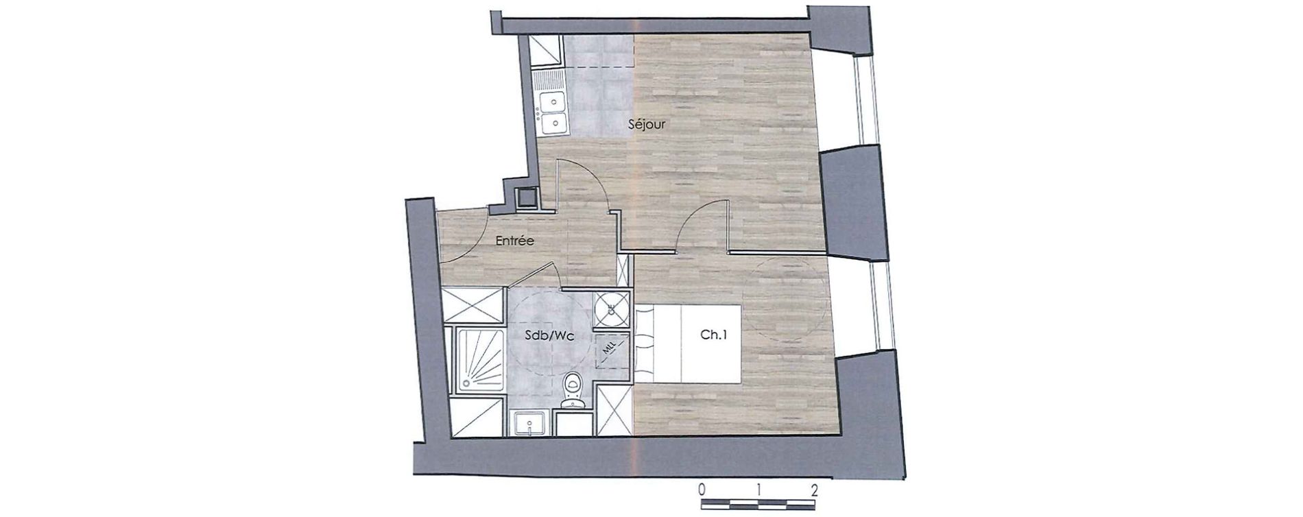 Appartement T2 de 40,42 m2 &agrave; Compi&egrave;gne Centre