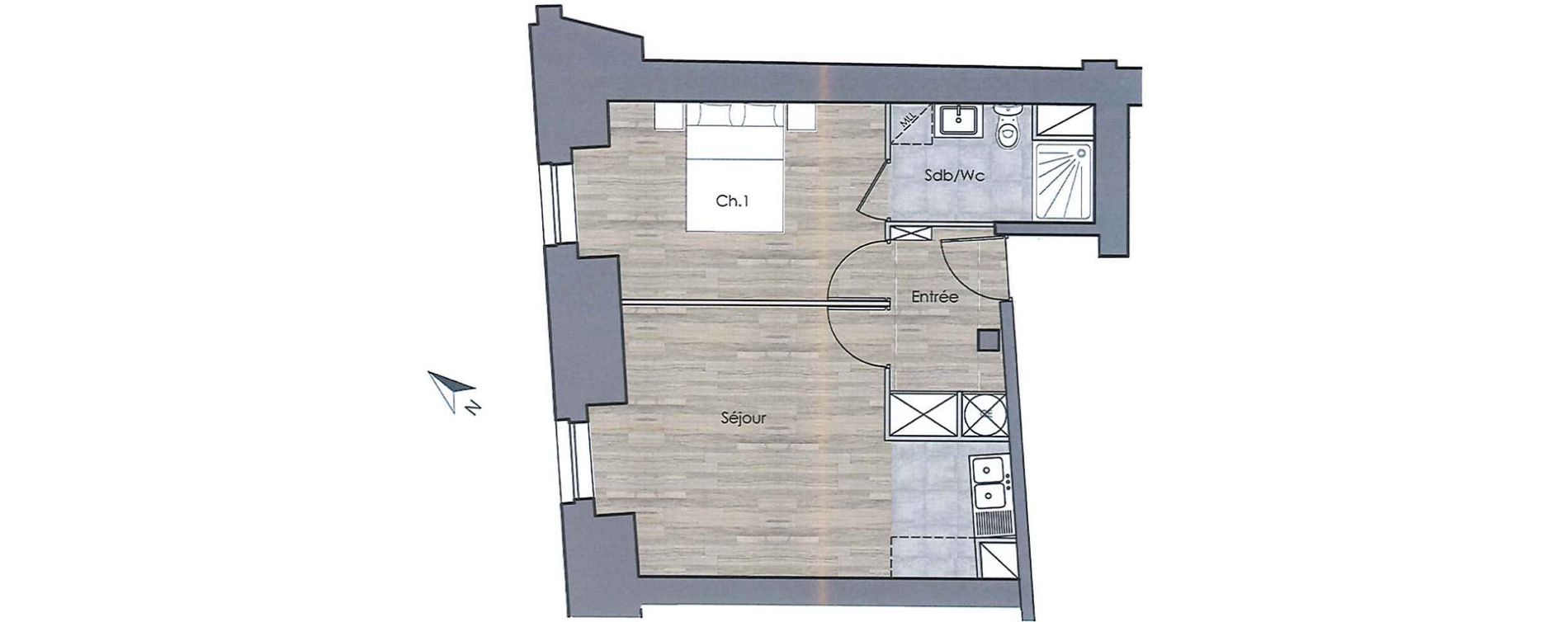 Appartement T2 de 40,49 m2 &agrave; Compi&egrave;gne Centre