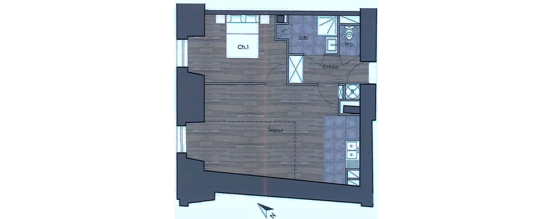 Appartement T2 de 46,59 m2 &agrave; Compi&egrave;gne Centre