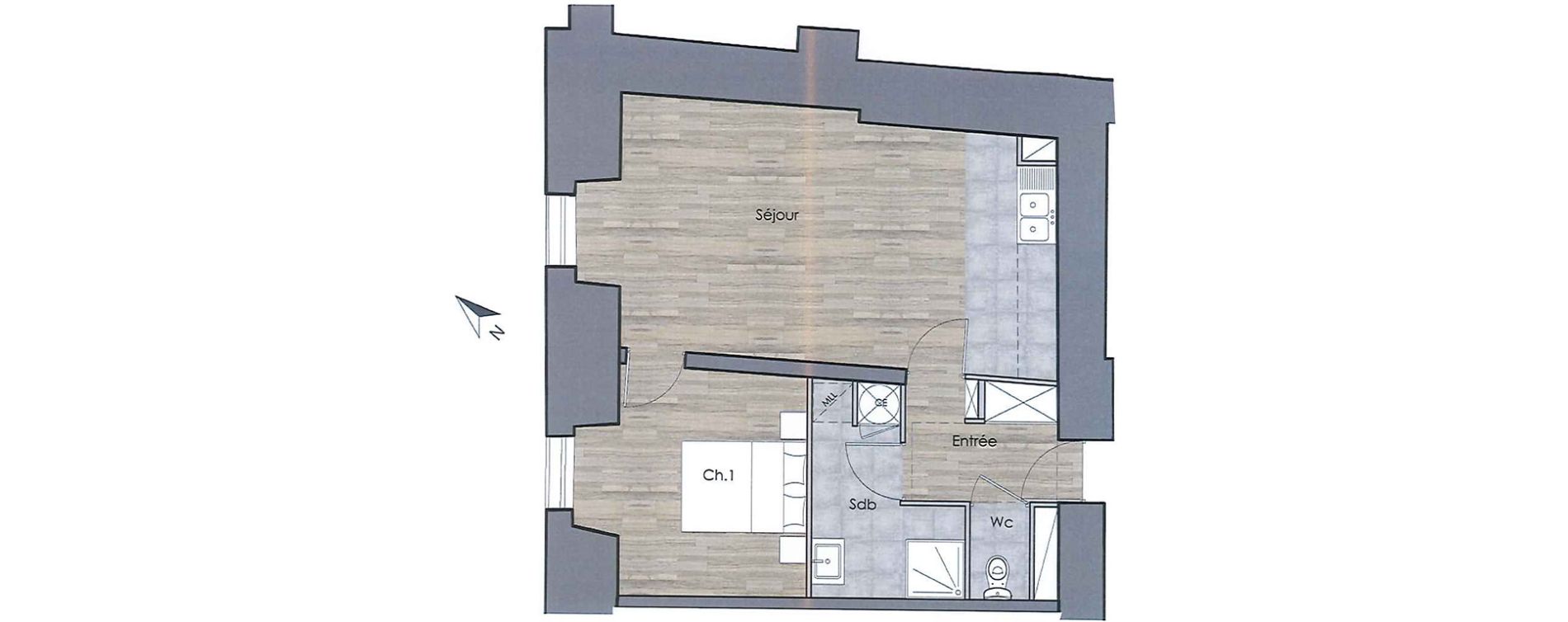 Appartement T2 de 48,23 m2 &agrave; Compi&egrave;gne Centre