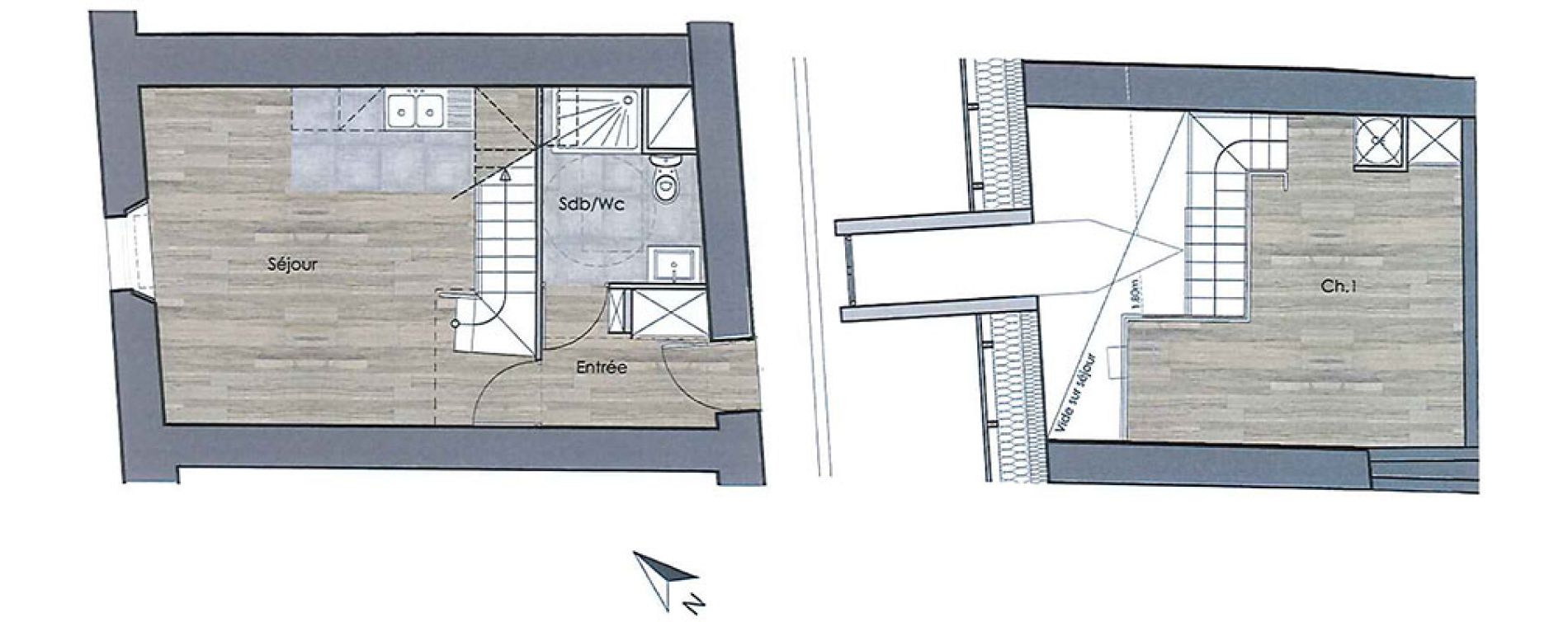 Duplex T3 de 44,49 m2 &agrave; Compi&egrave;gne Centre