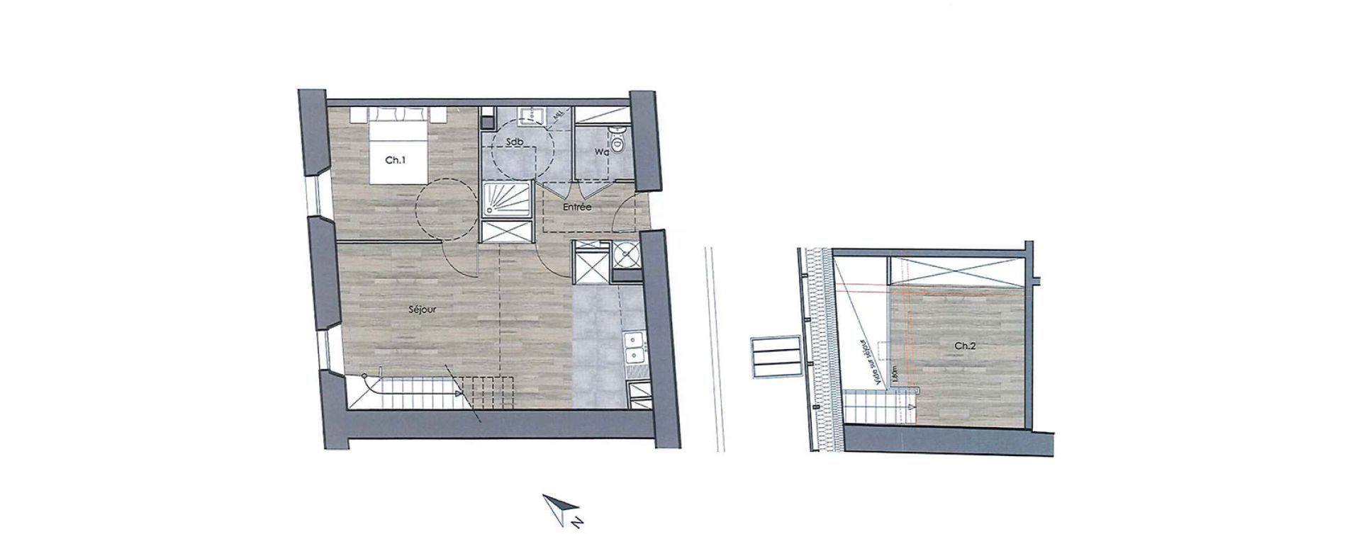 Duplex T3 de 60,93 m2 &agrave; Compi&egrave;gne Centre